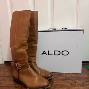 Aldo Tan Leather Riding Boots